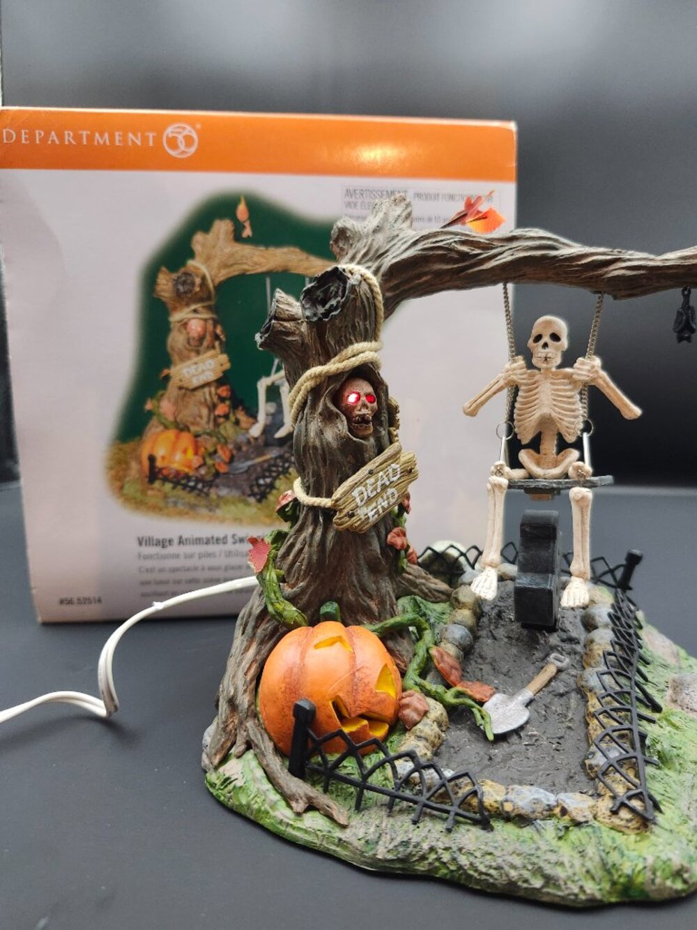 Department 56 Halloween Village Animated Swinging Skeleton Figurine With Box